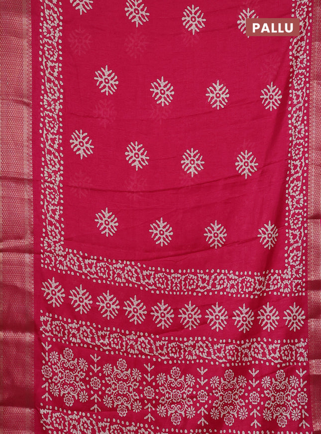 Semi dola saree pink with butta prints and zari woven border