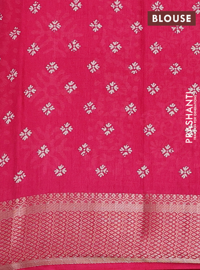 Semi dola saree pink with butta prints and zari woven border