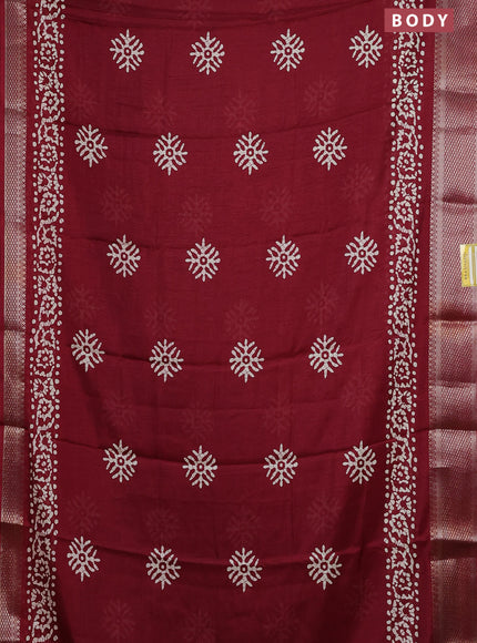 Semi dola saree maroon with butta prints and zari woven border