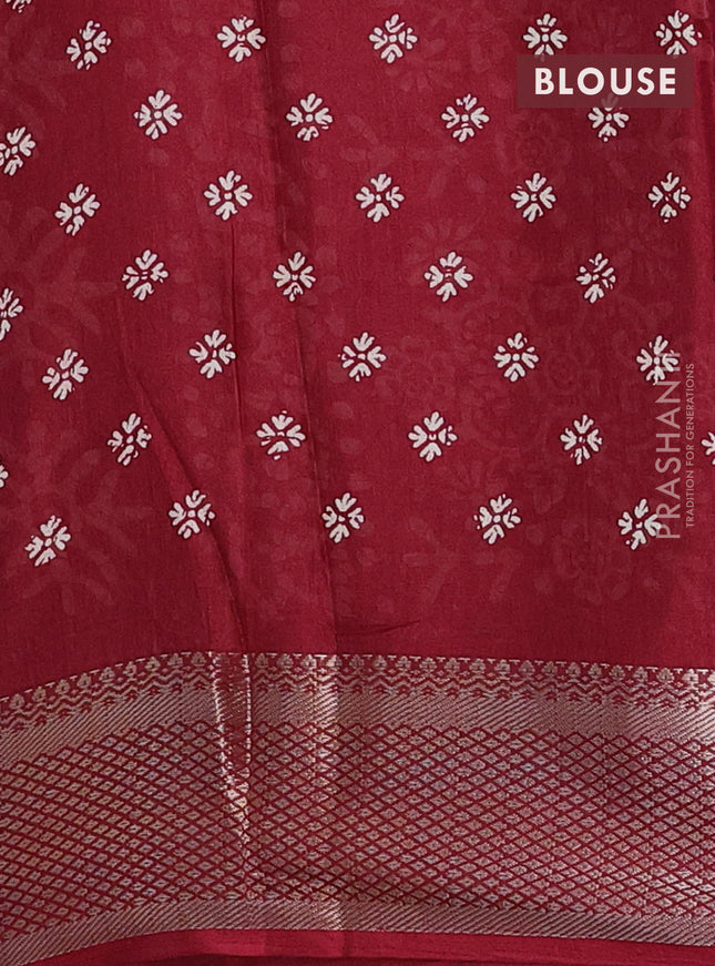 Semi dola saree maroon with butta prints and zari woven border