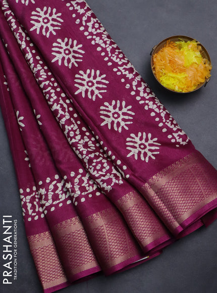 Semi dola saree purple with butta prints and zari woven border
