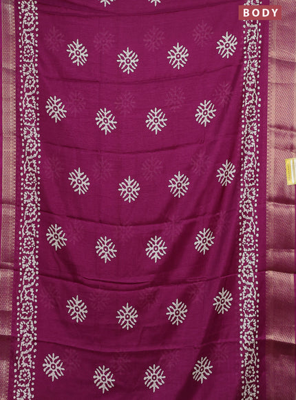 Semi dola saree purple with butta prints and zari woven border