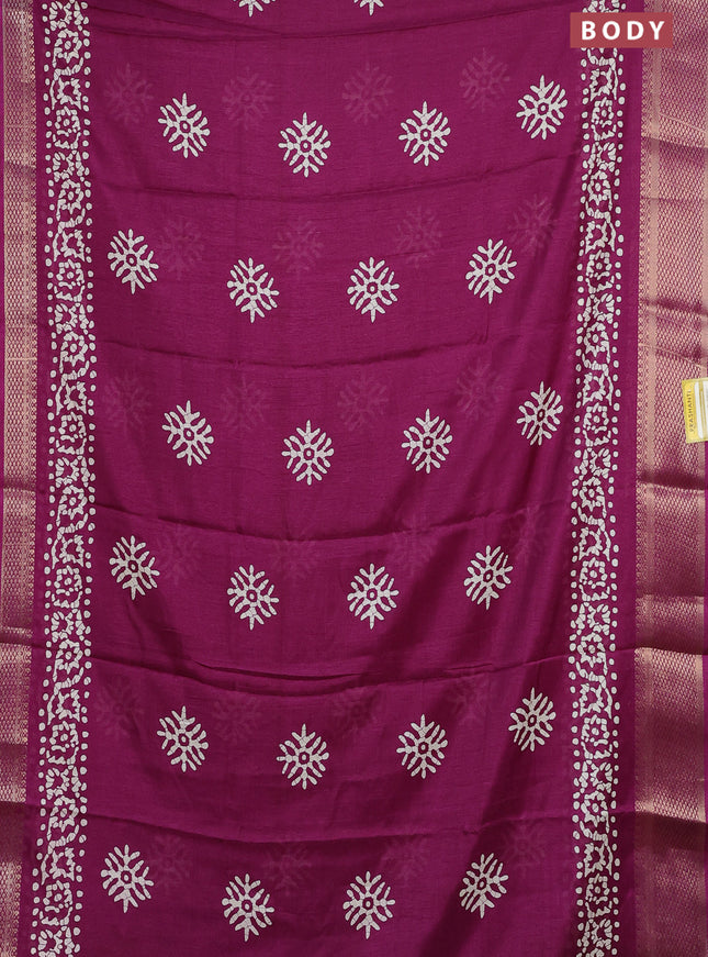 Semi dola saree purple with butta prints and zari woven border