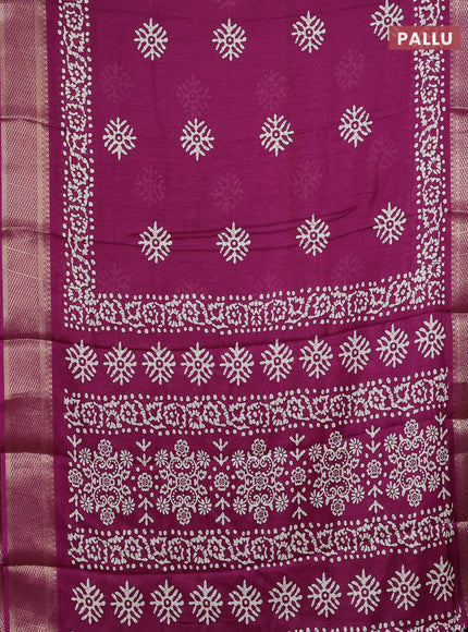 Semi dola saree purple with butta prints and zari woven border