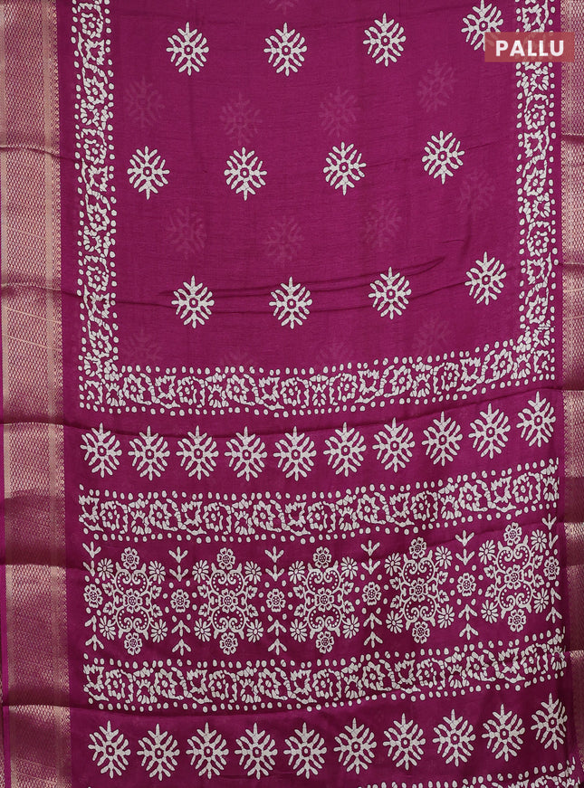 Semi dola saree purple with butta prints and zari woven border