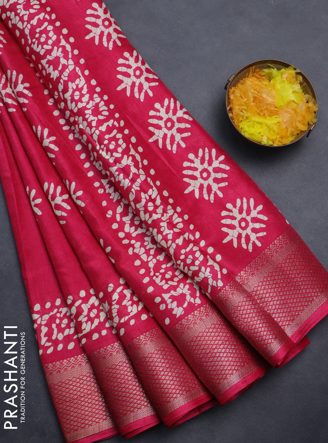 Semi dola saree pink with butta prints and zari woven border