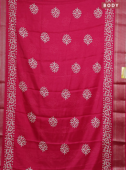 Semi dola saree pink with butta prints and zari woven border