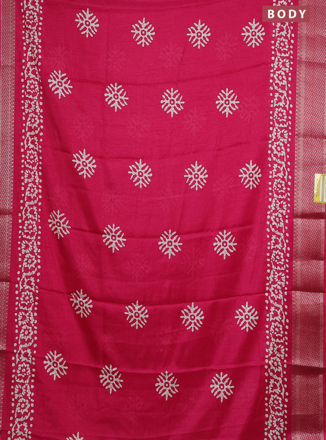 Semi dola saree pink with butta prints and zari woven border