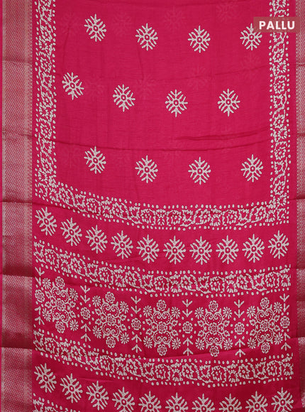 Semi dola saree pink with butta prints and zari woven border
