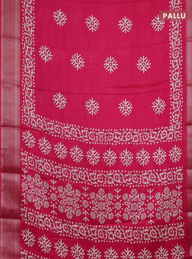 Semi dola saree pink with butta prints and zari woven border