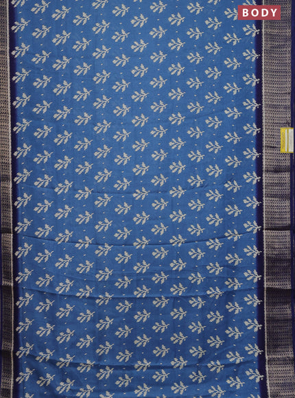 Semi dola saree pastel blue and dark blue with allover ikat butta prints and zari woven border