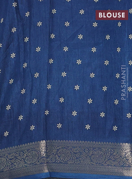 Semi dola saree peacock blue with allover kalamkari prints and zari woven border