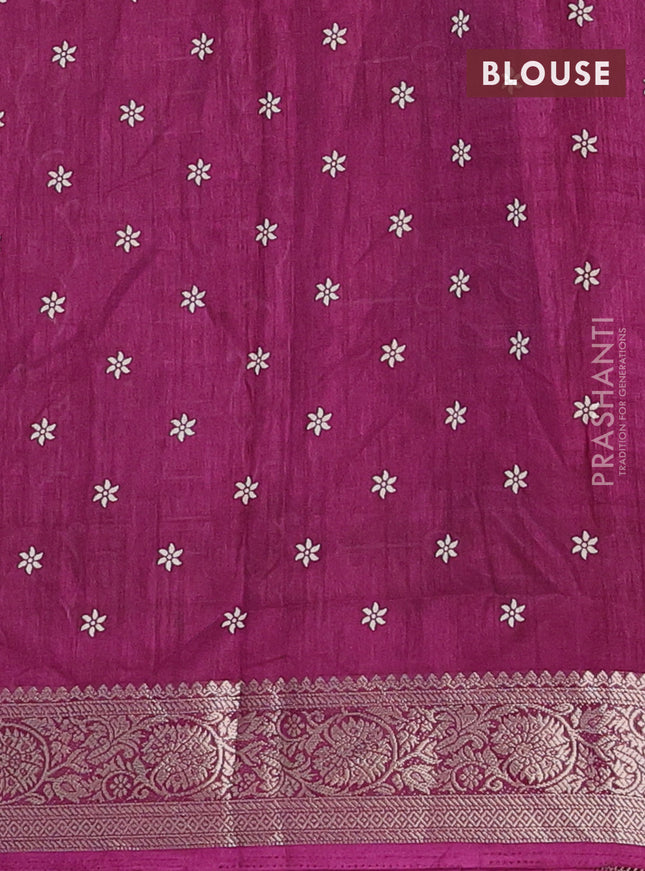 Semi dola saree purple with allover kalamkari prints and zari woven border