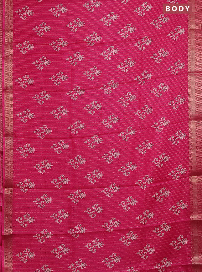Semi dola saree pink with allover zari weaves & butta prints and zari woven border