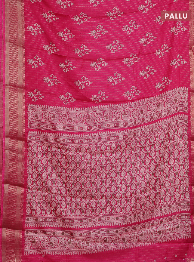 Semi dola saree pink with allover zari weaves & butta prints and zari woven border