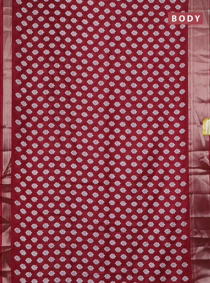 Semi dola saree maroon with allover butta prints and zari woven border