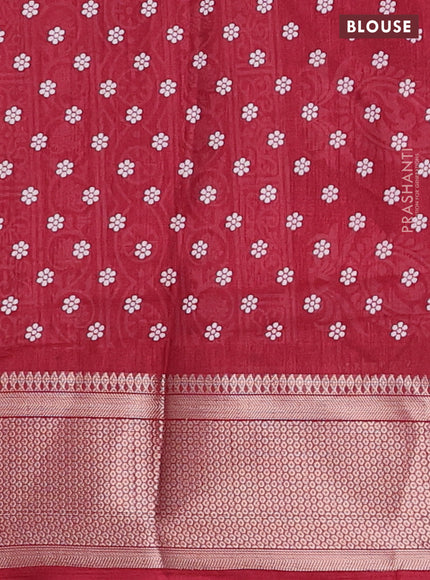 Semi dola saree maroon with allover butta prints and zari woven border
