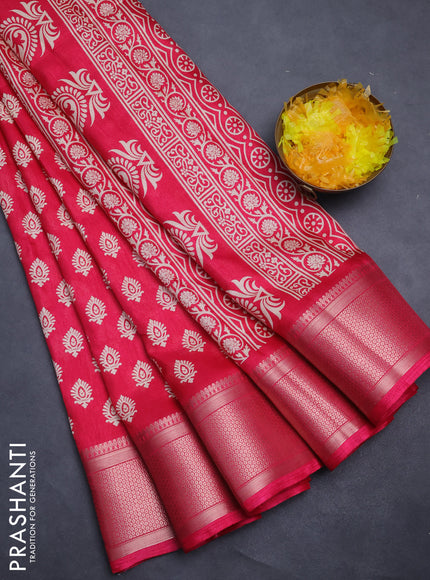 Semi dola saree pink with allover butta prints and zari woven border