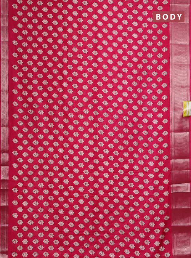 Semi dola saree pink with allover butta prints and zari woven border