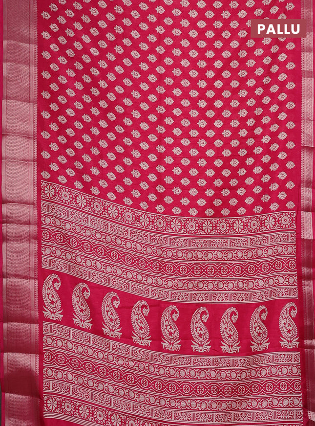 Semi dola saree pink with allover butta prints and zari woven border