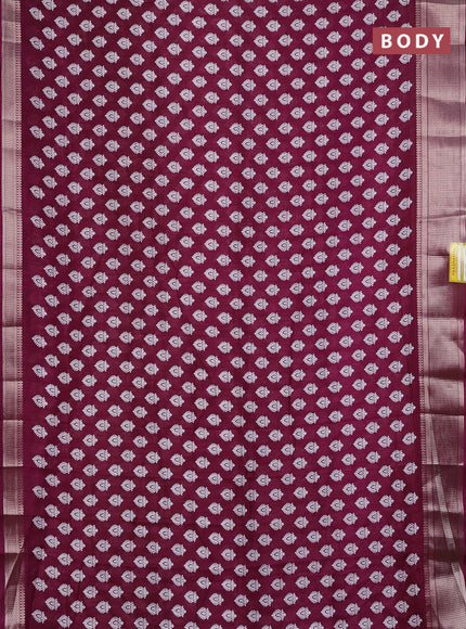 Semi dola saree wine shade with allover butta prints and zari woven border