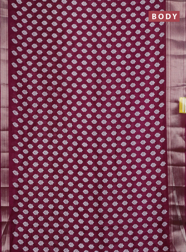 Semi dola saree wine shade with allover butta prints and zari woven border