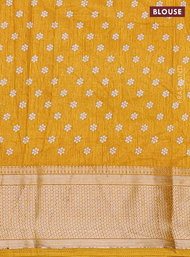 Semi dola saree mustard yellow with allover butta prints and zari woven border