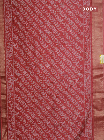 Semi dola saree maroon with allover bandhani prints and zari woven border