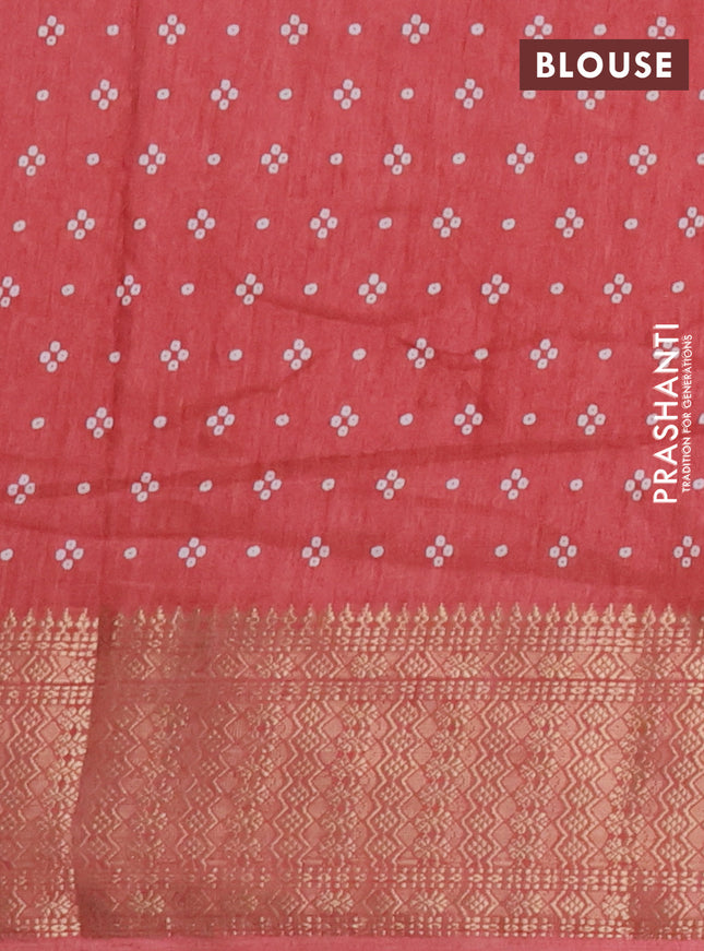 Semi dola saree maroon with allover bandhani prints and zari woven border