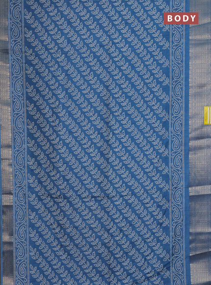 Semi dola saree peacock blue with allover bandhani prints and zari woven border