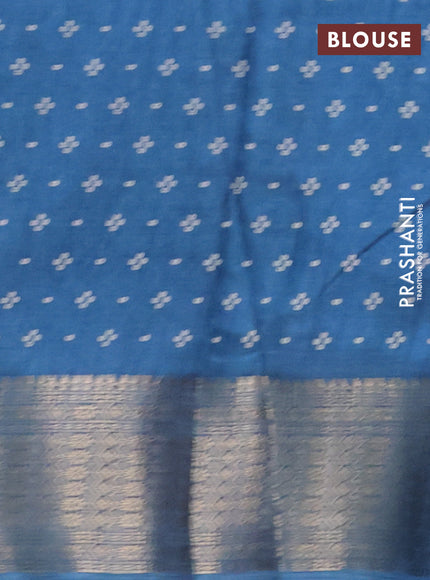 Semi dola saree peacock blue with allover bandhani prints and zari woven border