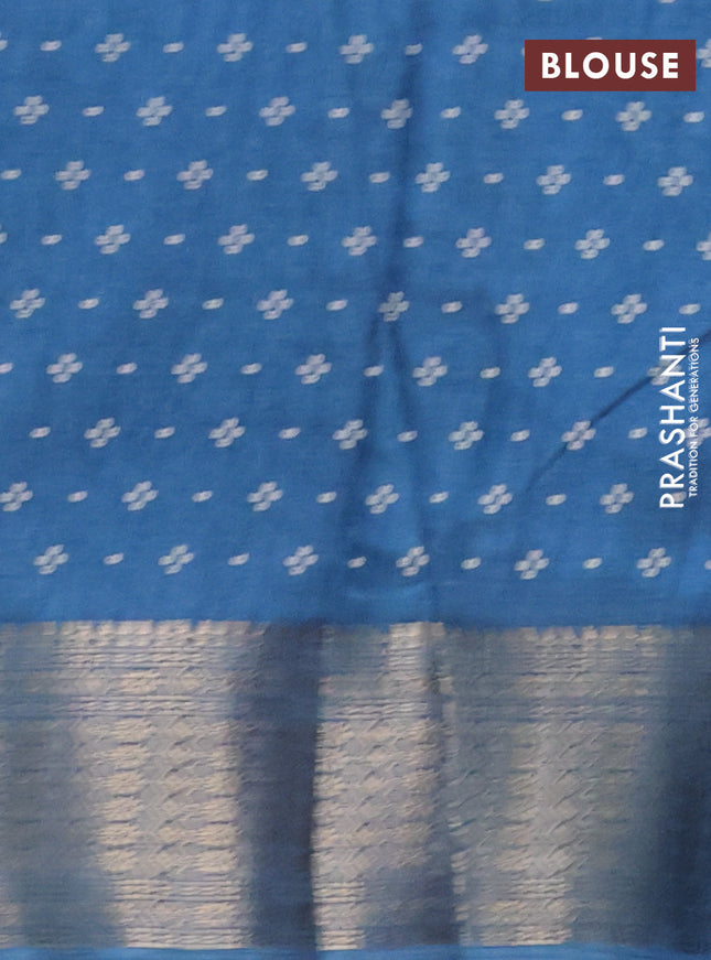 Semi dola saree peacock blue with allover bandhani prints and zari woven border