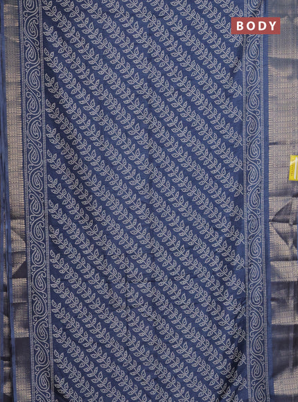 Semi dola saree bluish grey with allover bandhani prints and zari woven border