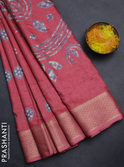 Semi dola saree peach shade with butta prints and zari woven border