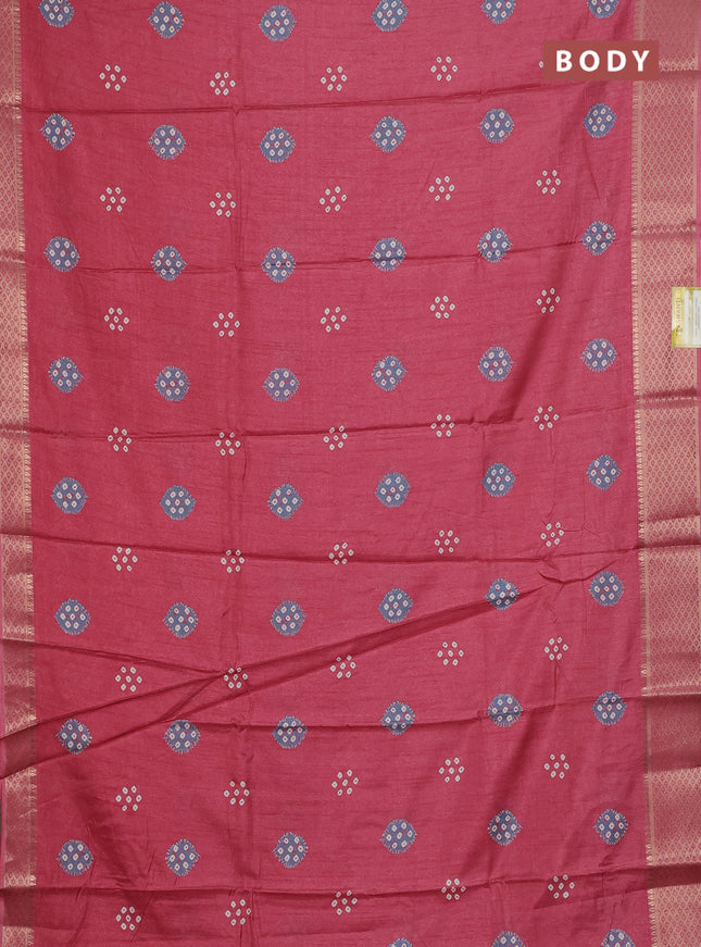 Semi dola saree peach shade with butta prints and zari woven border
