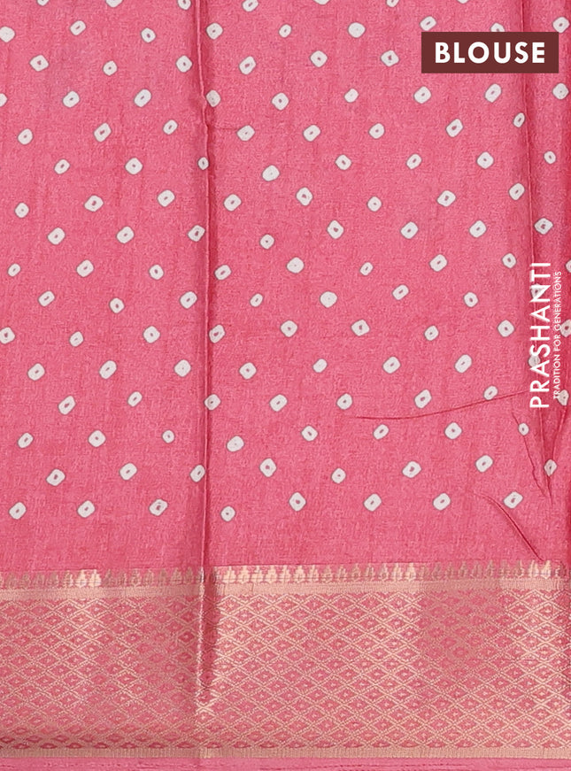 Semi dola saree peach shade with butta prints and zari woven border