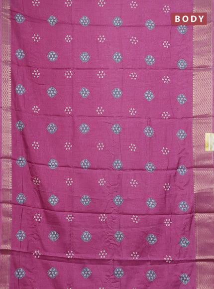 Semi dola saree mauve pink with butta prints and zari woven border