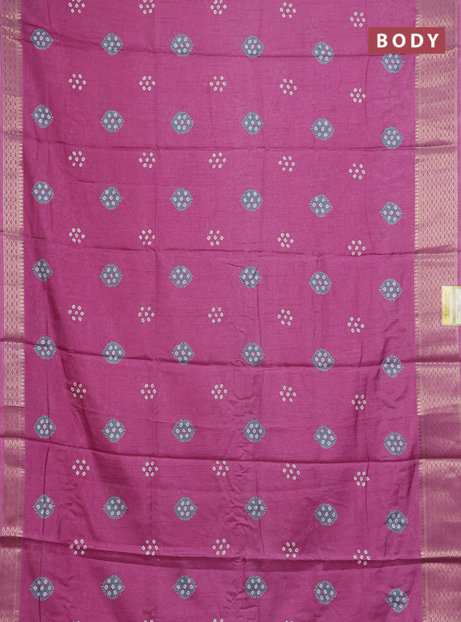 Semi dola saree mauve pink with butta prints and zari woven border