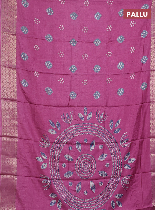 Semi dola saree mauve pink with butta prints and zari woven border
