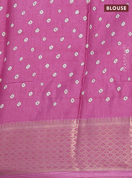 Semi dola saree mauve pink with butta prints and zari woven border