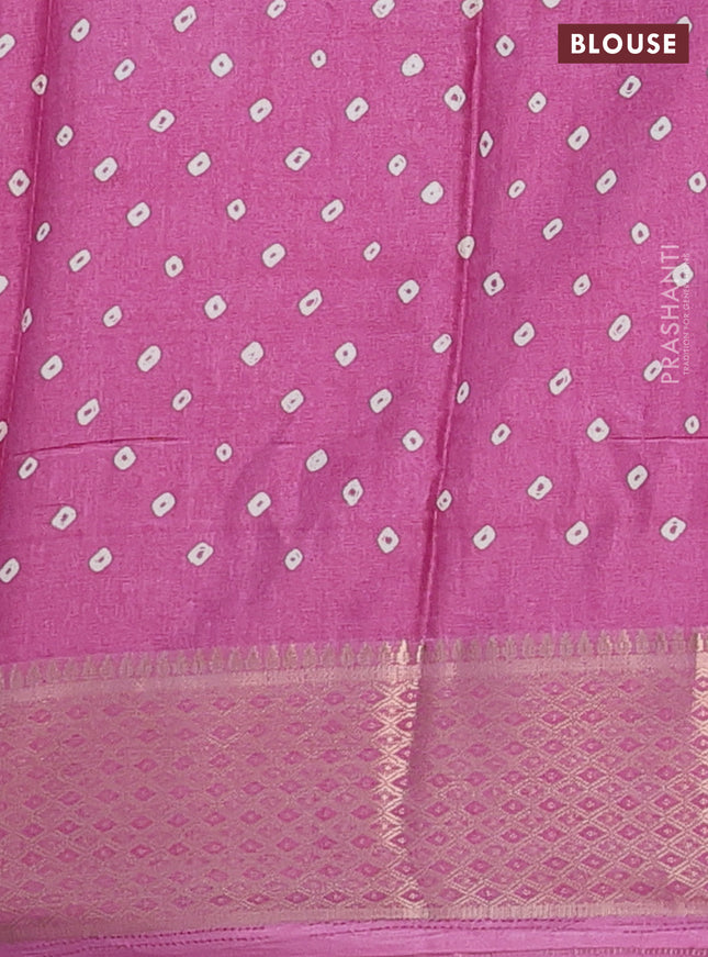 Semi dola saree mauve pink with butta prints and zari woven border