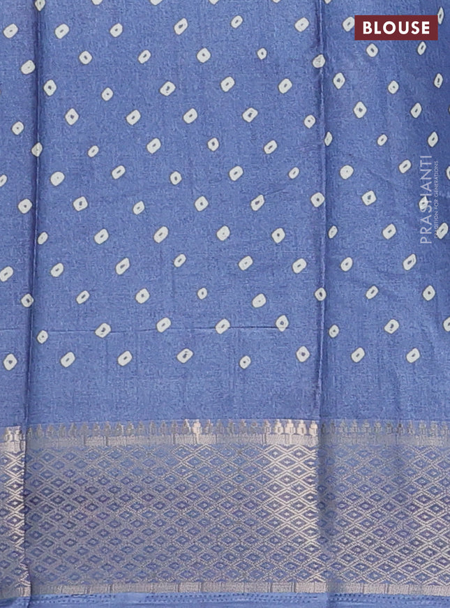Semi dola saree blue shade with butta prints and zari woven border