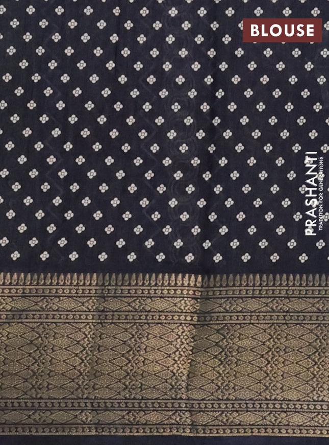 Semi dola saree black with allover prints and zari woven border