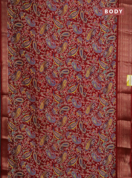 Semi dola saree maroon with allover prints and zari woven border