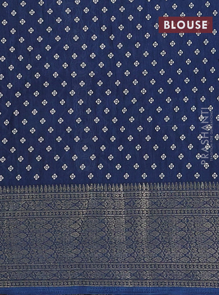 Semi dola saree peacock blue with allover prints and zari woven border