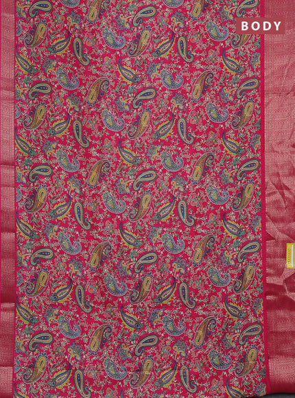 Semi dola saree pink with allover prints and zari woven border