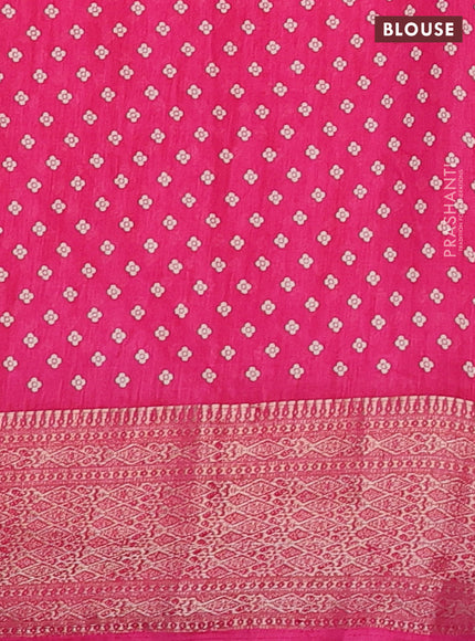 Semi dola saree pink with allover prints and zari woven border