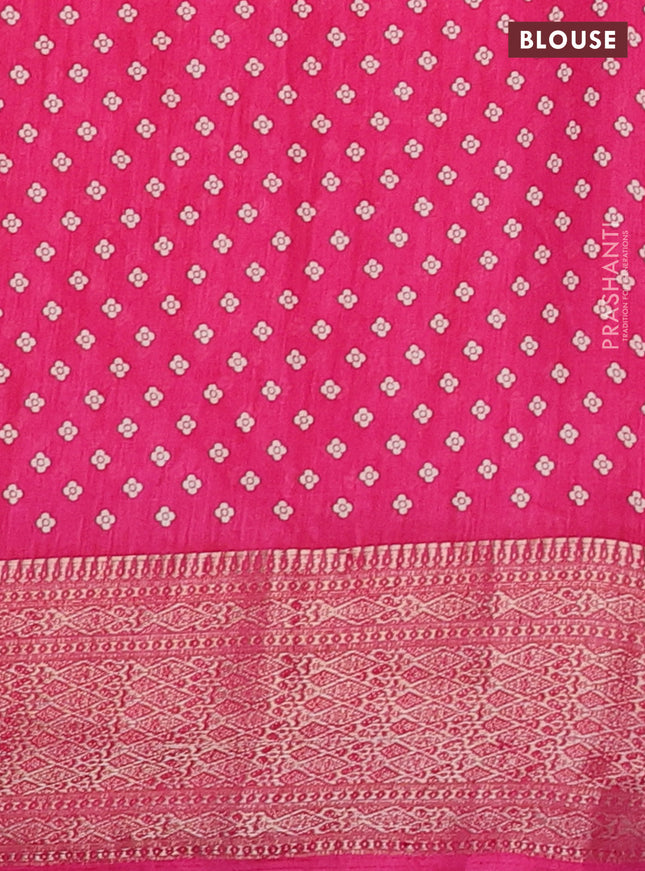 Semi dola saree pink with allover prints and zari woven border