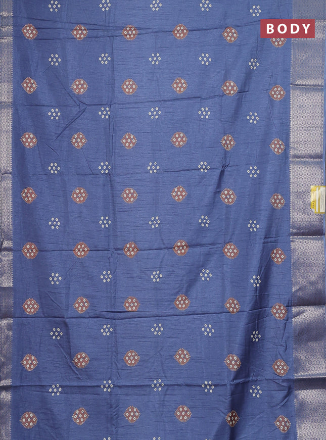 Semi dola saree blue shade with butta prints and zari woven border