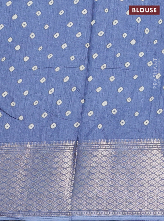 Semi dola saree blue shade with butta prints and zari woven border